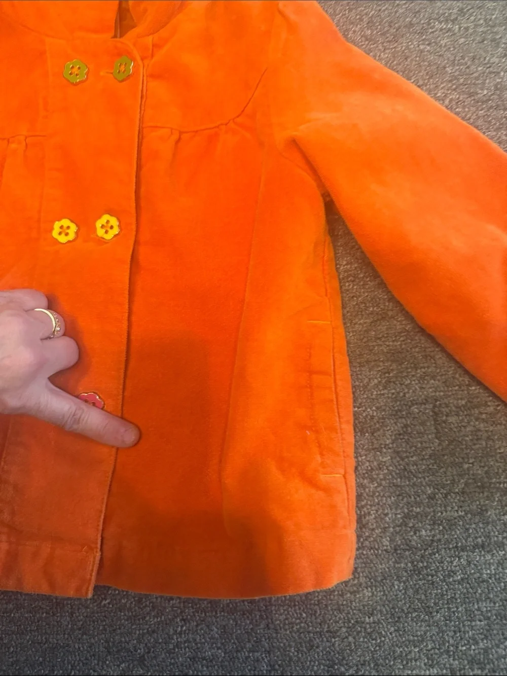 Gymboree Girls' Hooded Corduroy Velour - Bright Orange button up - SO CUTE !!!